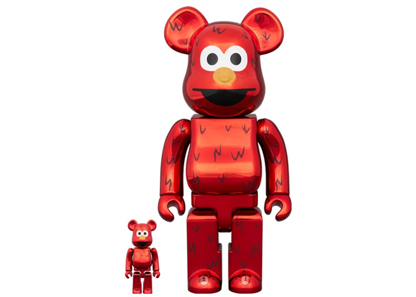 Bearbrick Sesame Street Elmo 100% & 400% Set Chrome