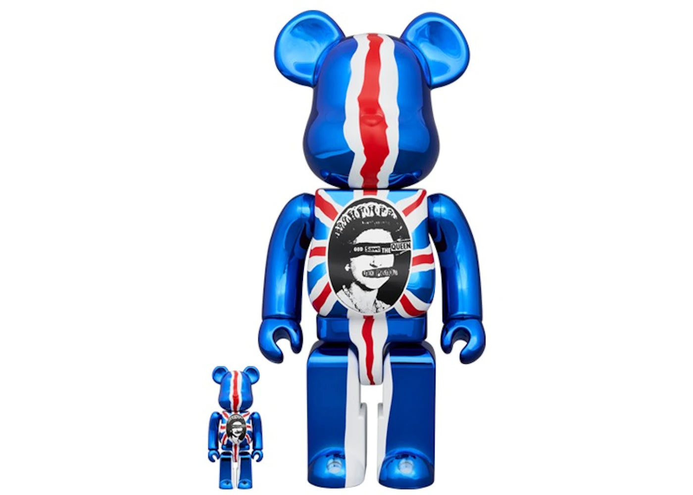 Bearbrick Sex Pistols "God Save The Queen" 100% & 400% Set Chrome