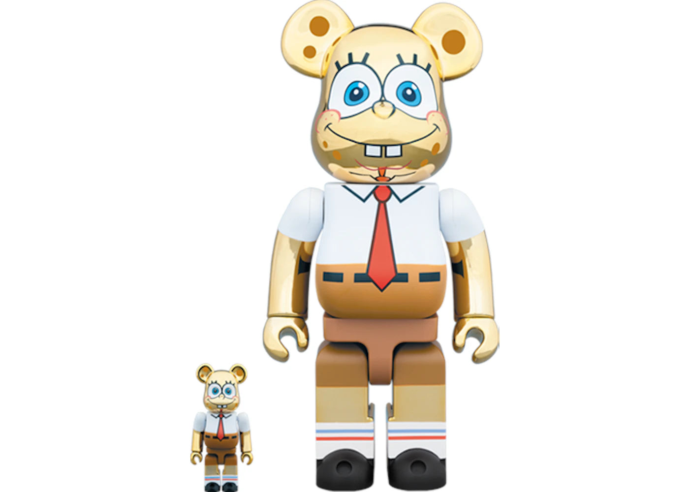 Bearbrick Spongebob Gold Chrome 100% & 400% Set Gold