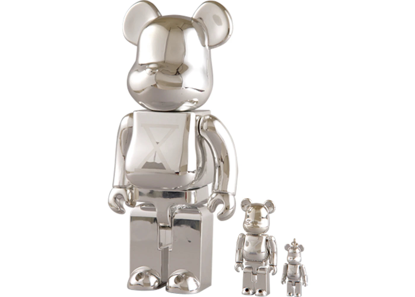 Bearbrick Staple 50%, 100% & 400% Silver