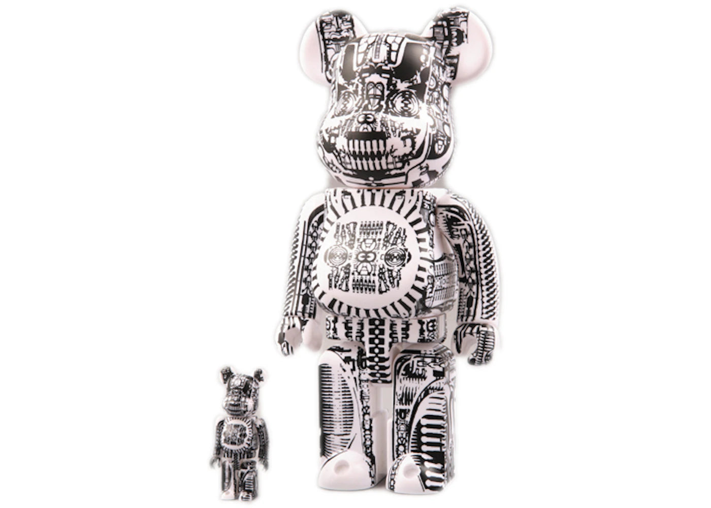 Bearbrick World Wide Tour H.R. Giger 100% & 400% Set White