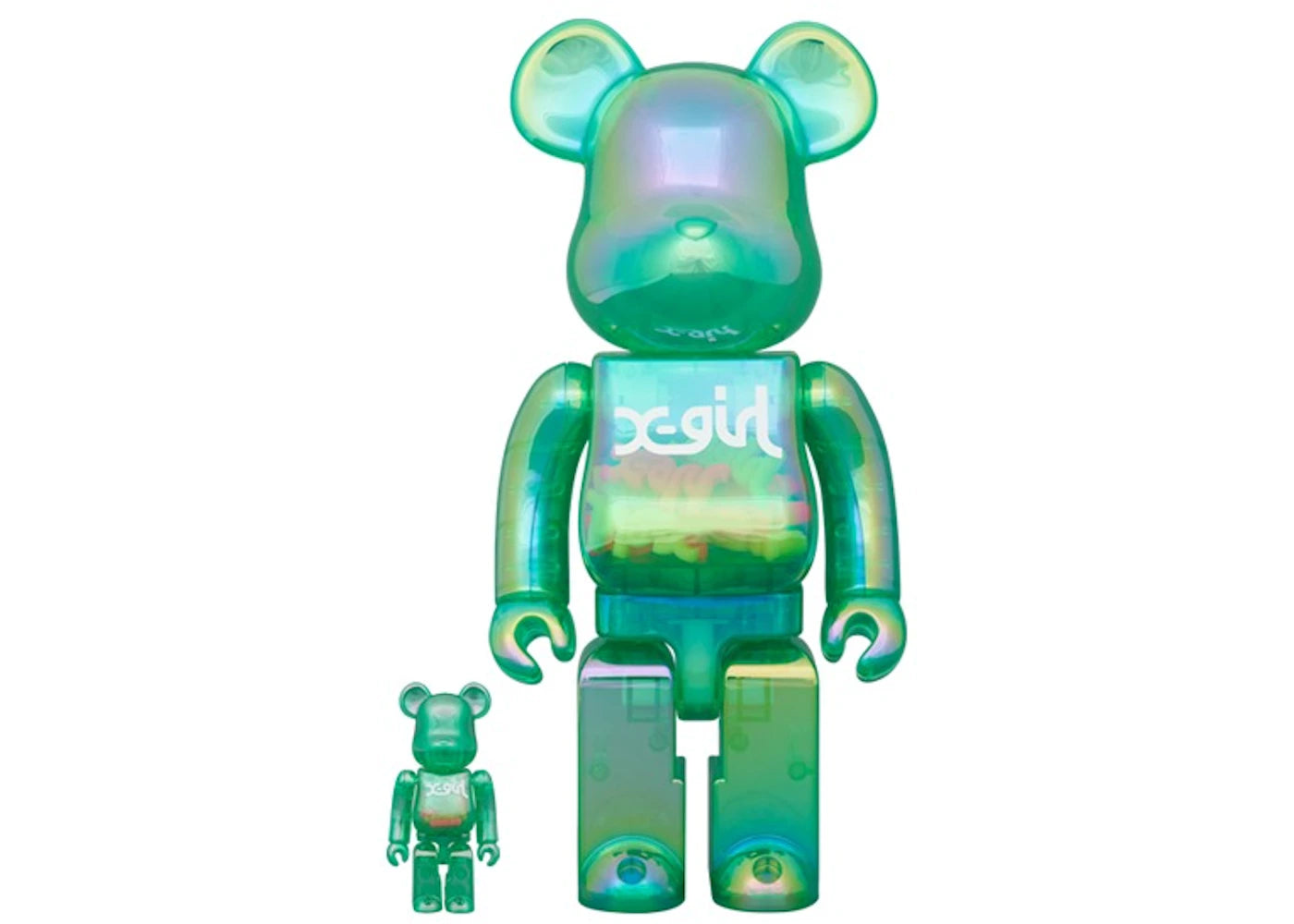 Bearbrick X-Girl 100% & 400% Set Clear Green