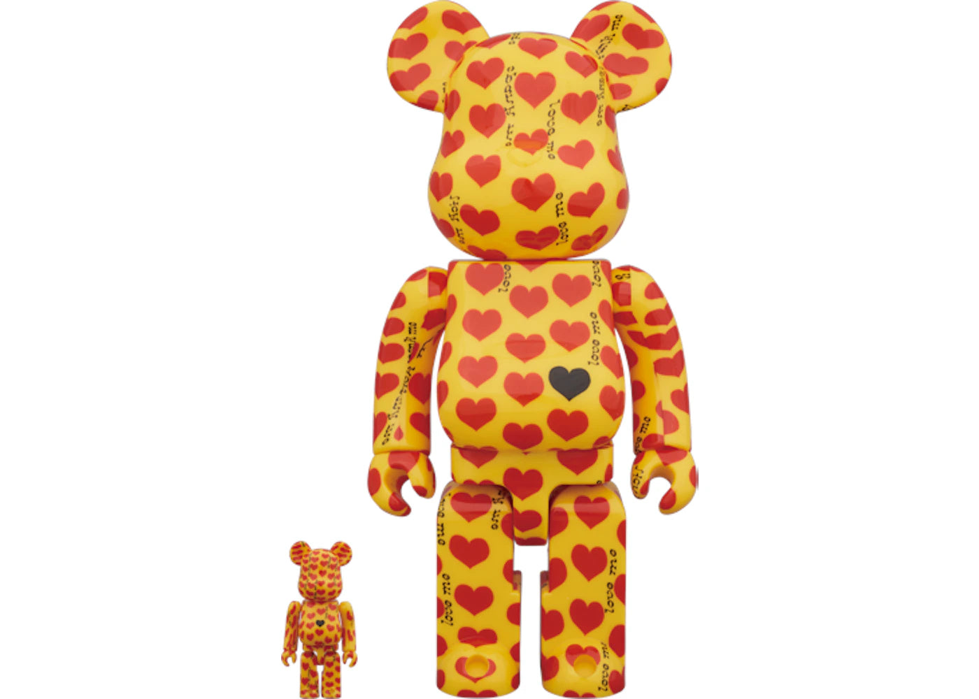 Bearbrick Yellow Heart 100% & 400% Set Yellow