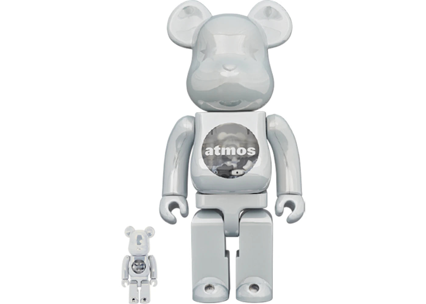 Bearbrick atmos 100% & 400% Set White Chrome