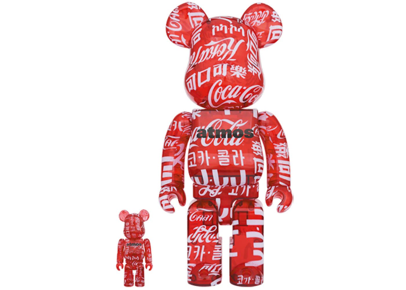 Bearbrick atmos x Coca-Cola 100% & 400% Set Clear/Red