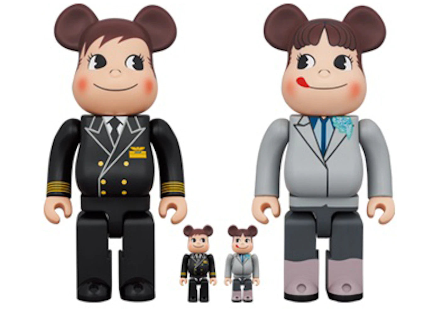 Bearbrick x ANA Original Poco-chan & Peko-chan Captain 100% & 400% Set of 4