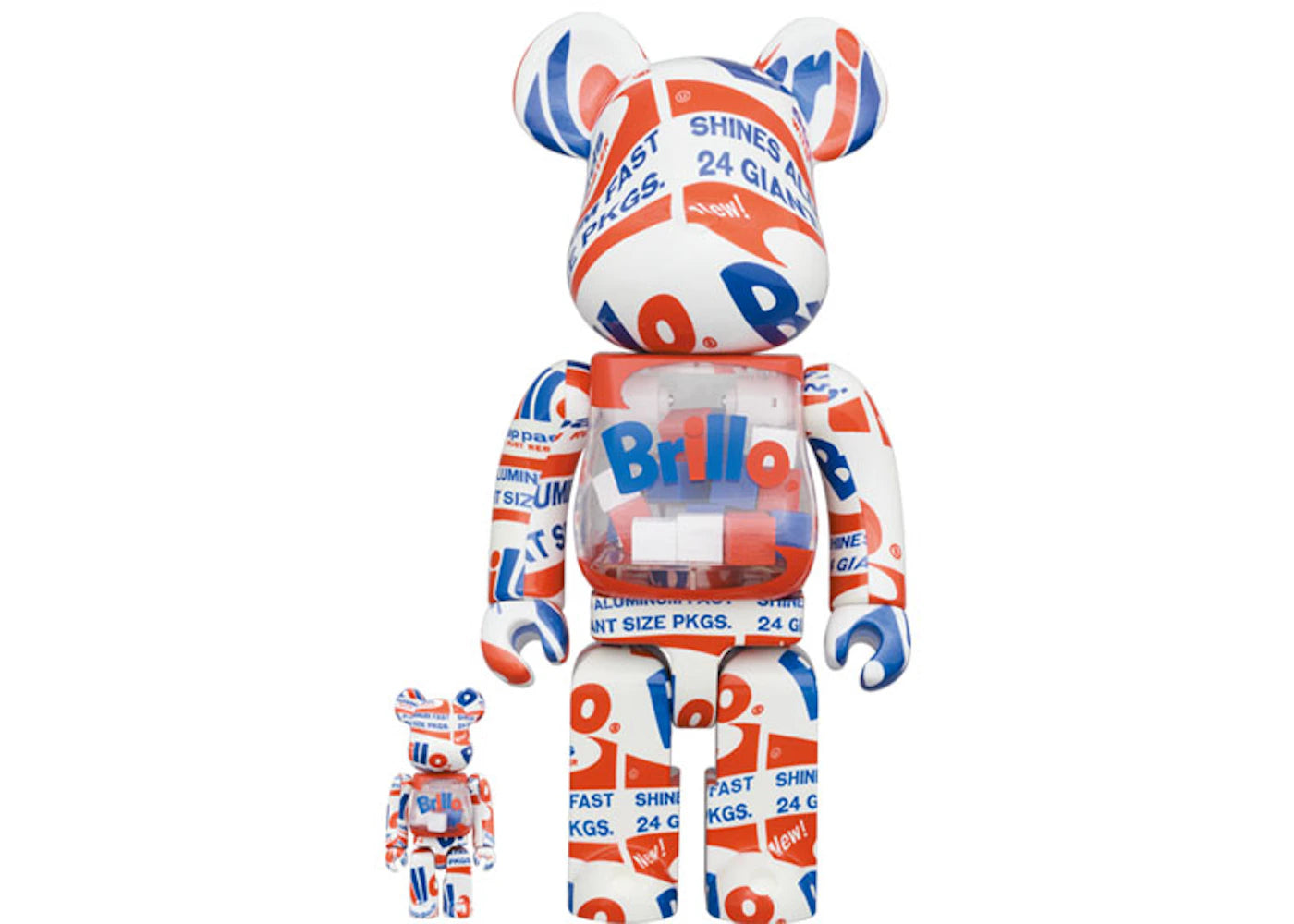 Bearbrick x Andy Warhol Brillo (2022) 100% & 400% Set