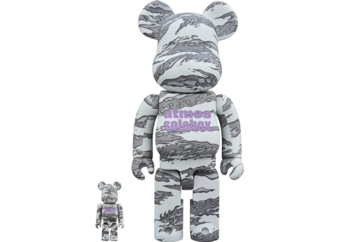 Bearbrick x Atmos x Solebox 100% & 400% Set Grey