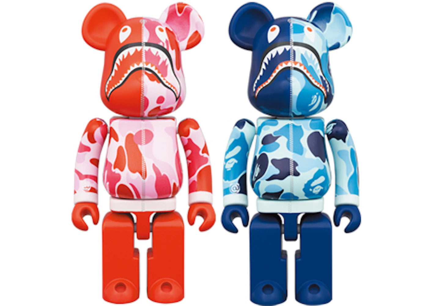 Bearbrick x BAPE ABC Camo Shark Chogokin 200% Set of 2 Pink/Blue