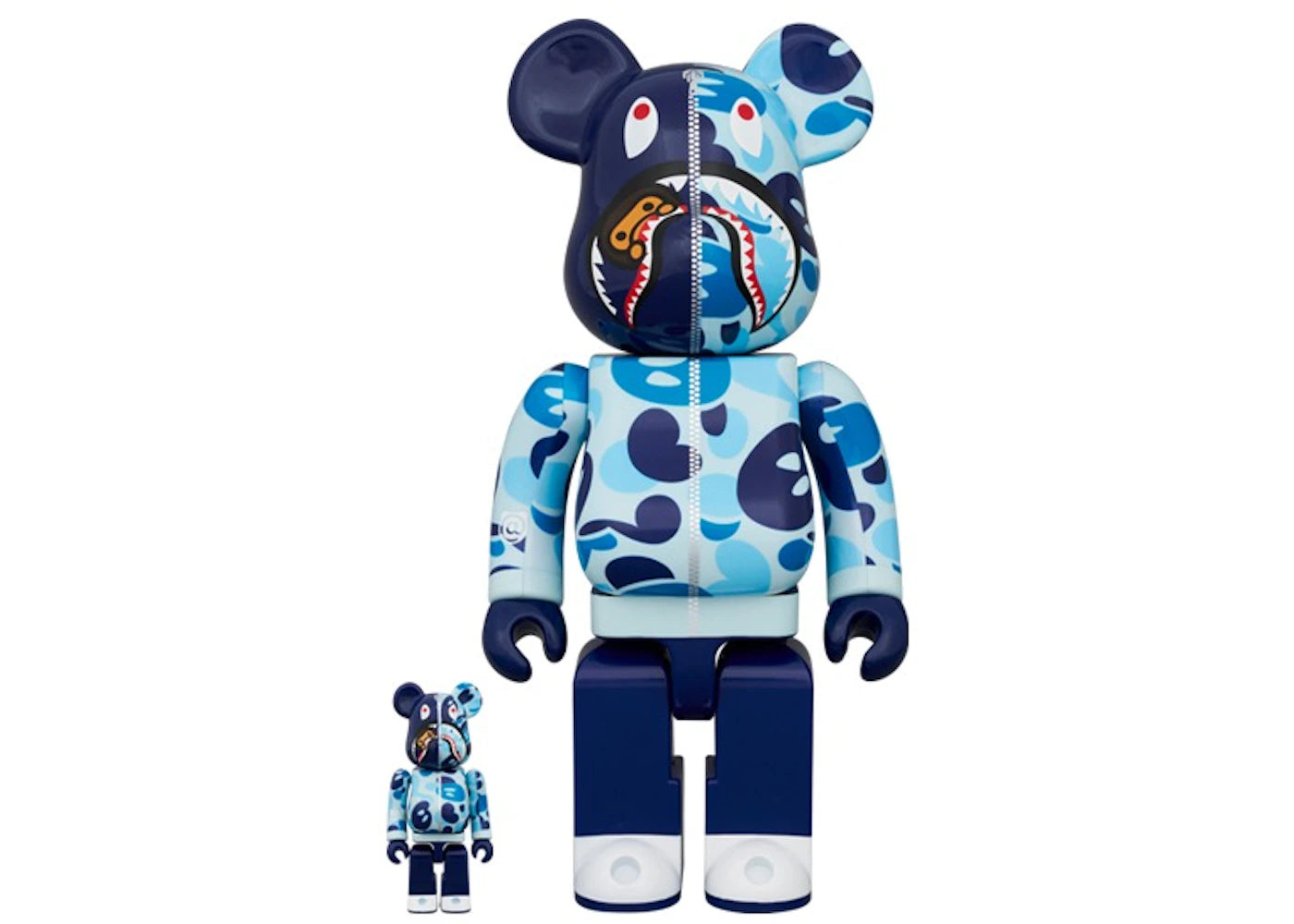 Bearbrick x BAPE Baby Milo(R) Camo Shark 100% & 400% Set Blue