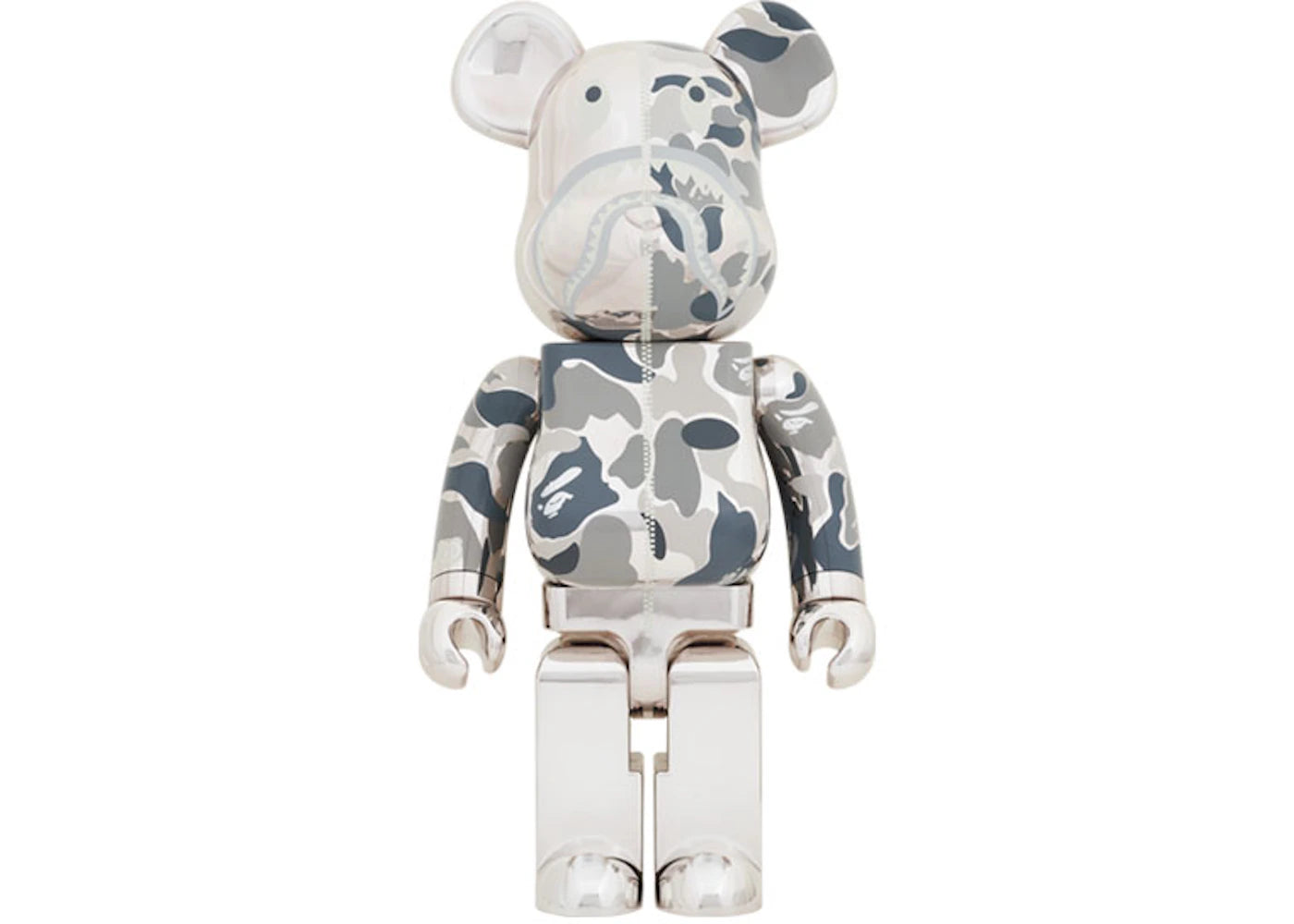 Bearbrick x BAPE Camo Shark 1000% Silver