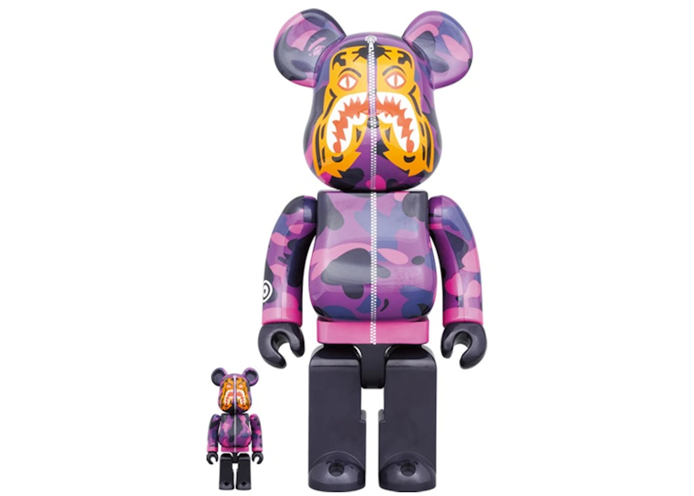 Bearbrick x BAPE Camo Tiger 100% & 400% Set Purple