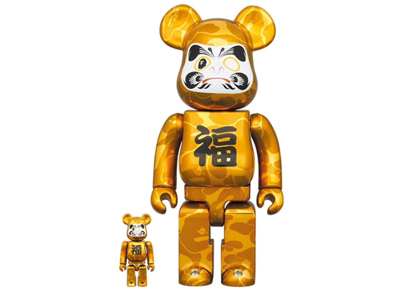 Bearbrick x BAPE Daruma 100% & 400% Set Gold Plated