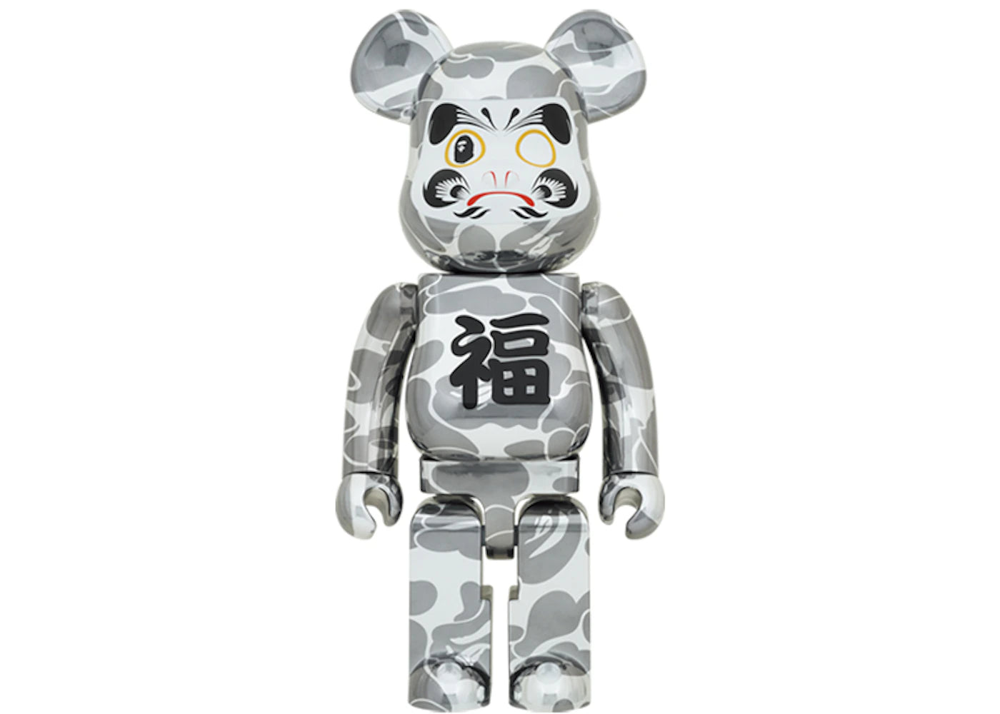 Bearbrick x BAPE Daruma 1000% Silver Plated