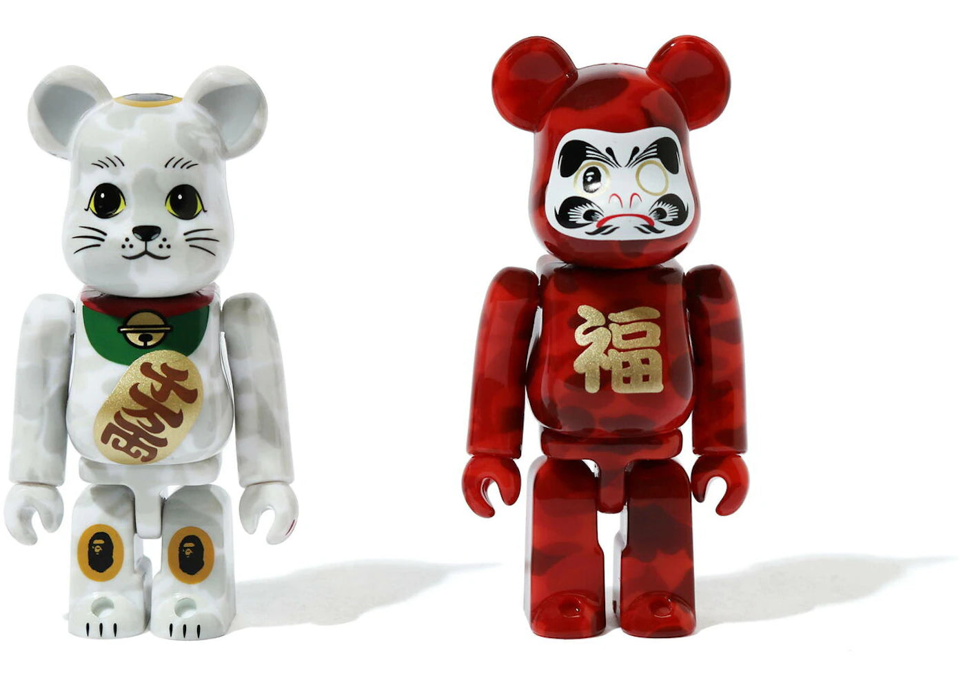 Bearbrick x BAPE Manekineko & Daruma 100% 2-Pack