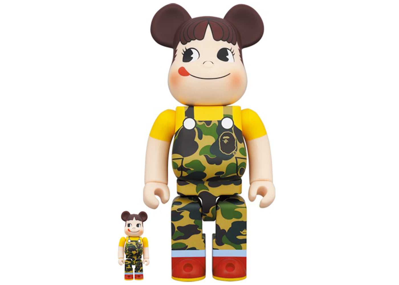 Bearbrick x BAPE Peko-chan 100% & 400% Set Green Camo