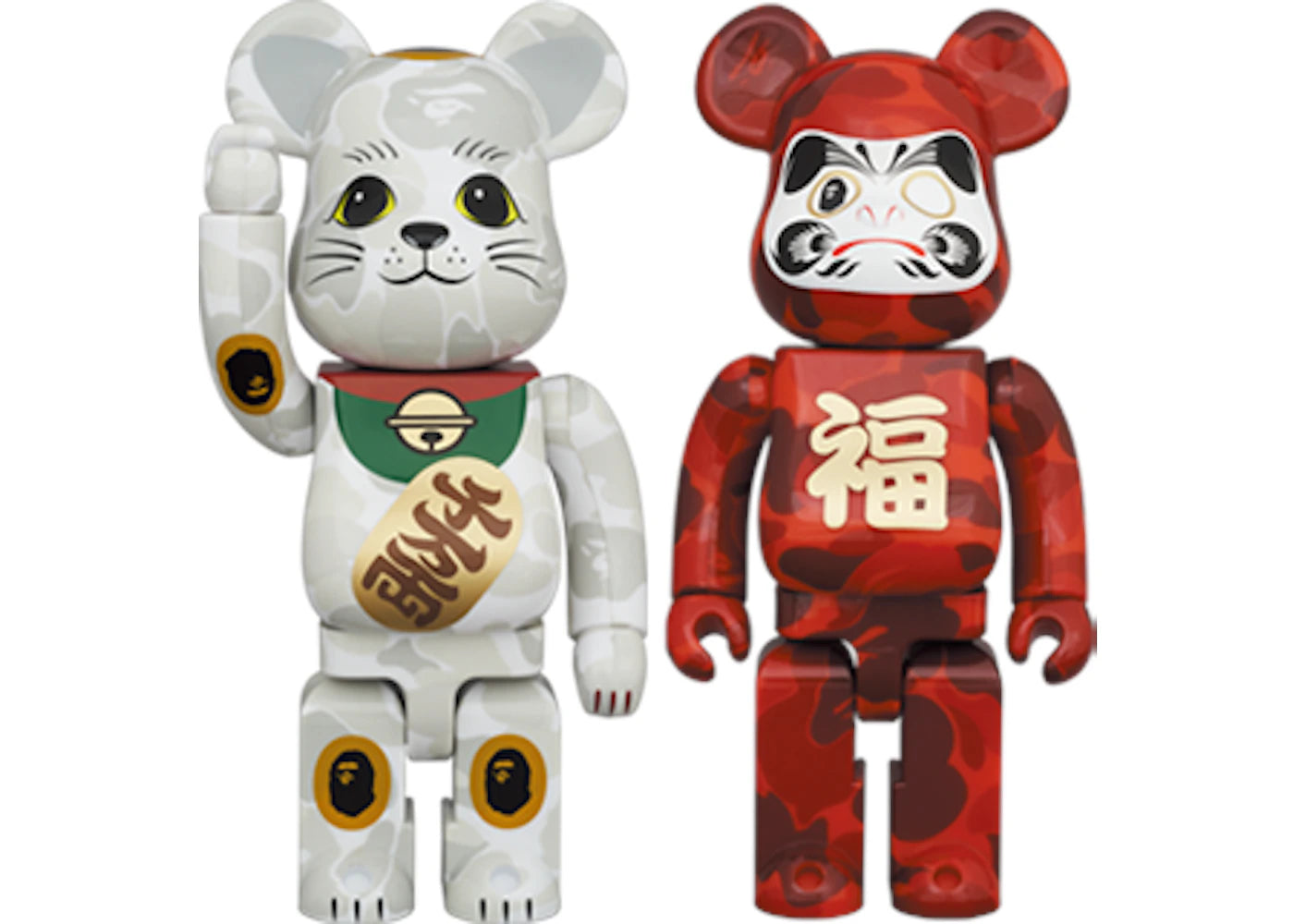 Bearbrick x BAPE (R) Maneki Neko & Daruma 400% 2PACK