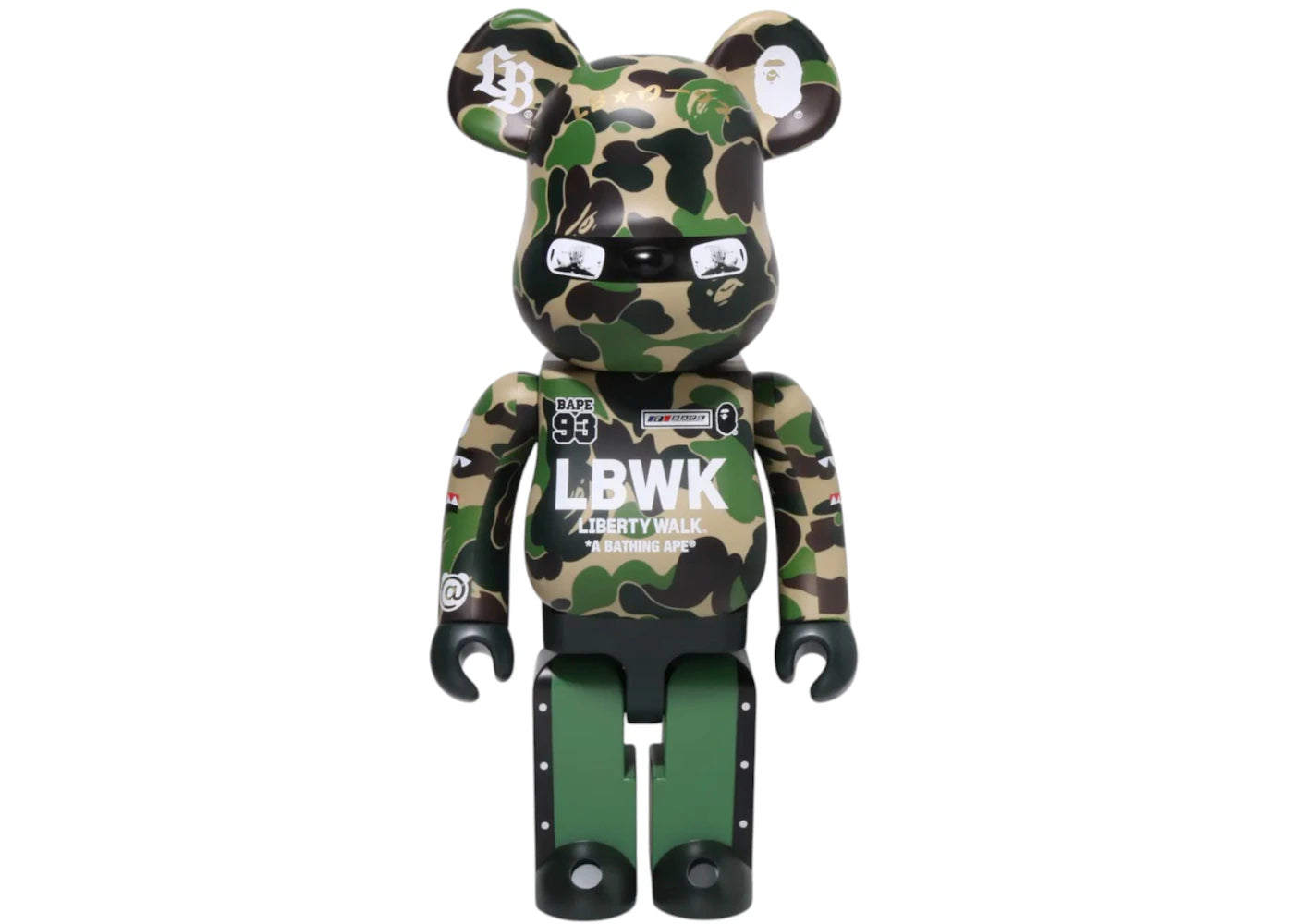 Bearbrick x BAPE XLBWK Livaken Knu ABC Camo 1000% Green