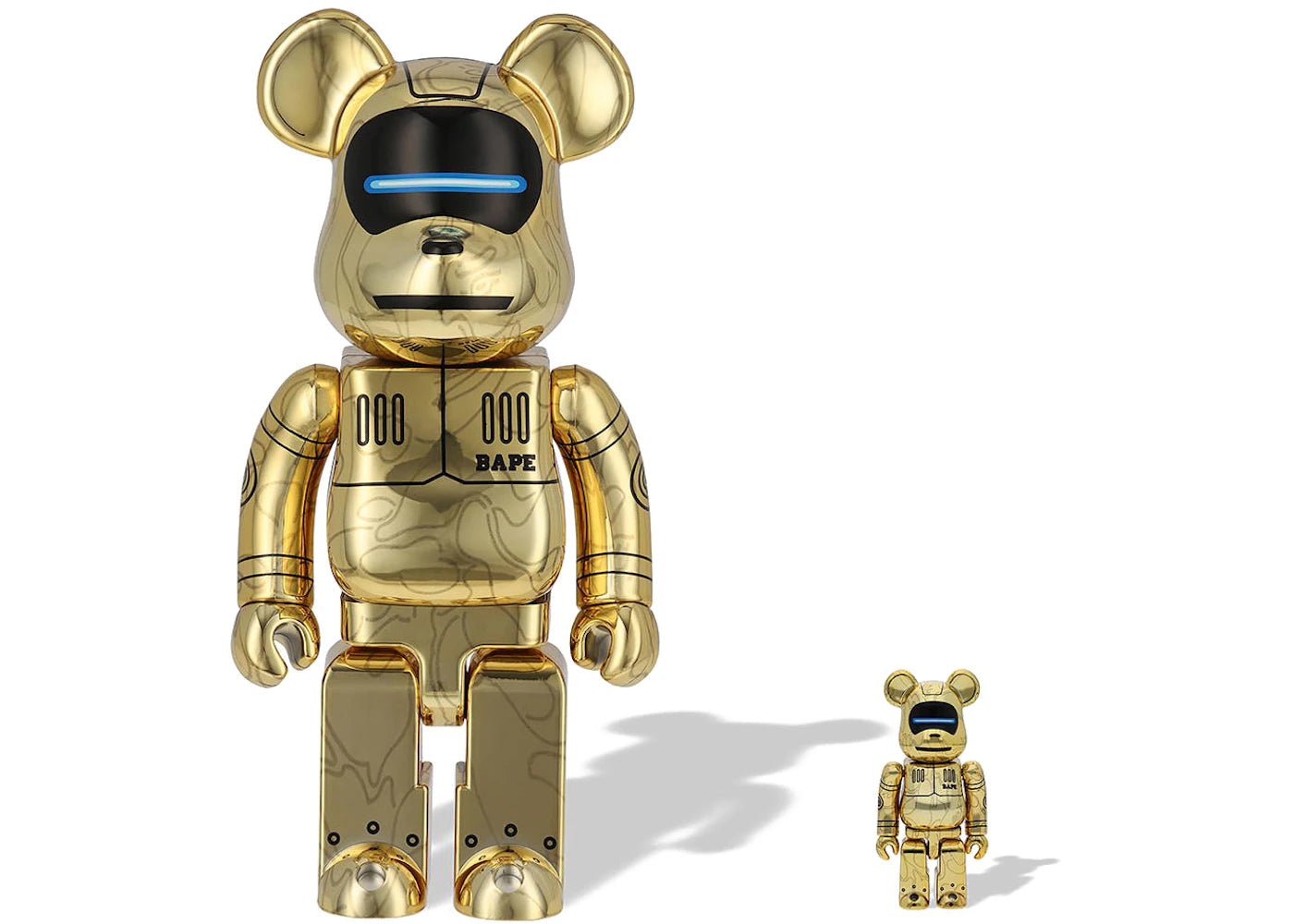 Bearbrick x BAPE x Hajime Sorayama Baby Milo 100% & 400% Set Gold