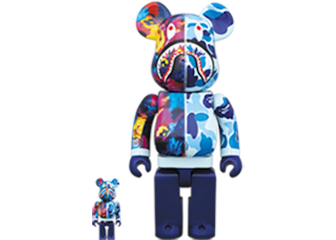 Bearbrick x Bape x Mika Ninagawa Shark 100% & 400% Set Blue