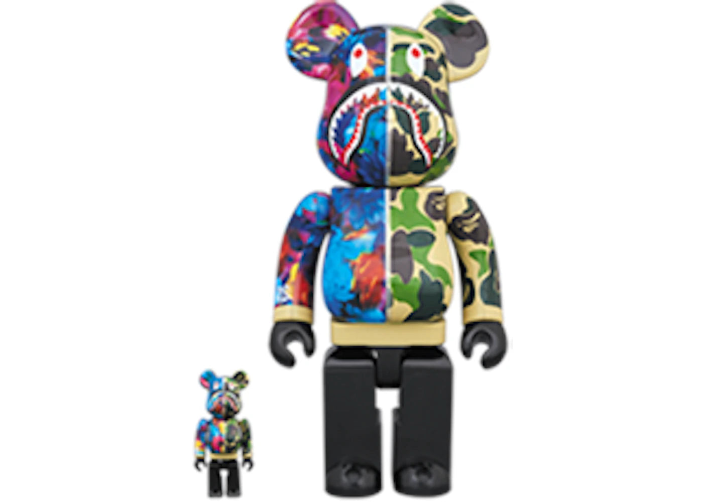 Bearbrick x Bape x Mika Ninagawa Shark 100% & 400% Set Green