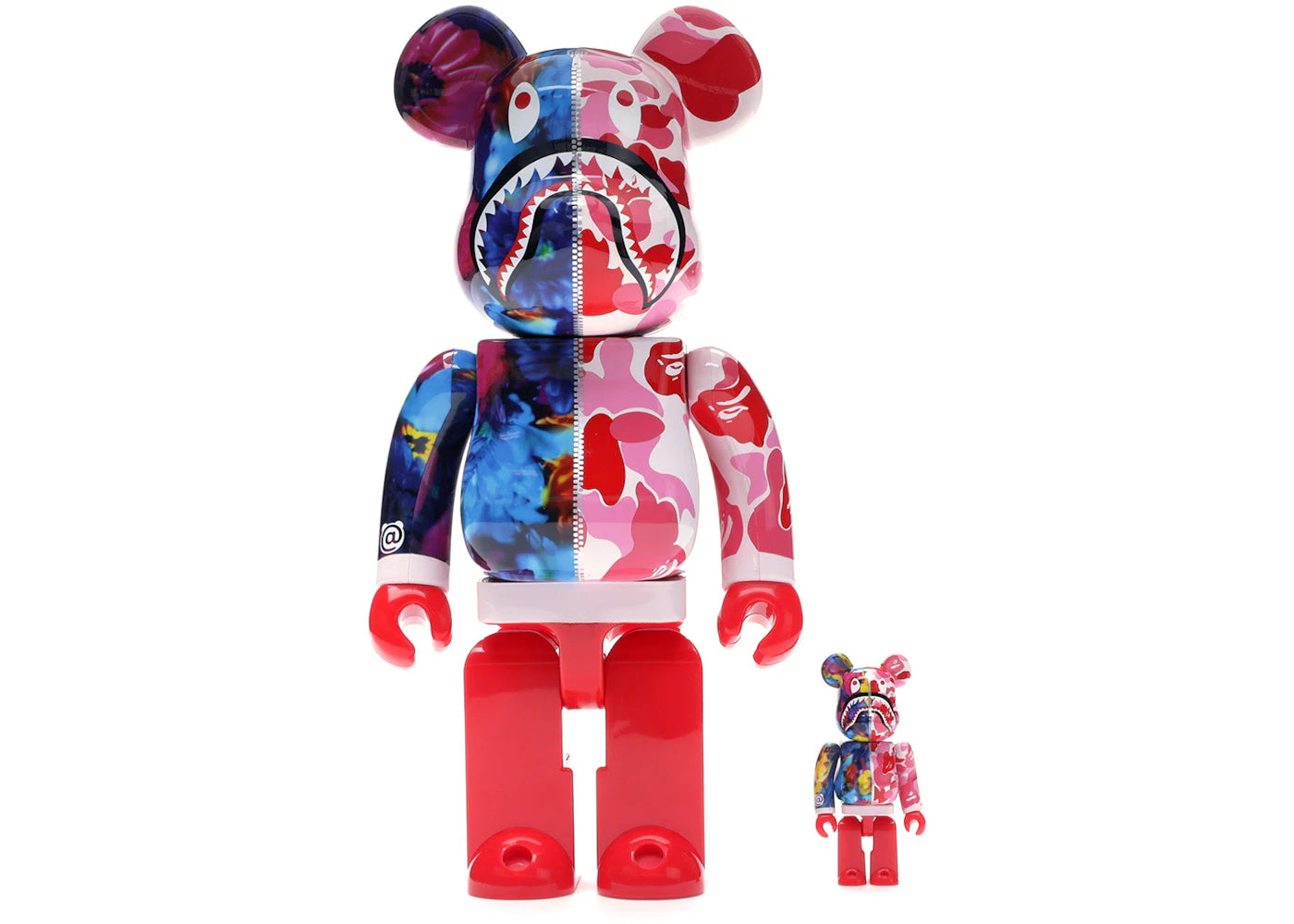 Bearbrick x Bape x Mika Ninagawa Shark 100% & 400% Set Pink