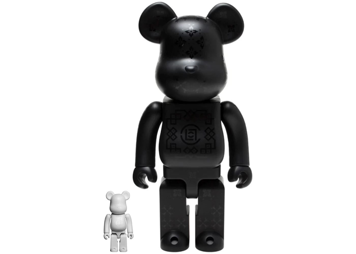 Bearbrick x CLOT Royale Silk 100% & 400% Set Black/White