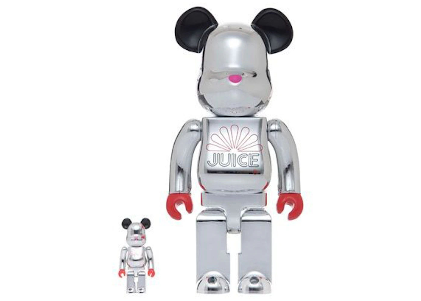 Bearbrick x CLOT x Juice 100% & 400% Set Silver Chrome