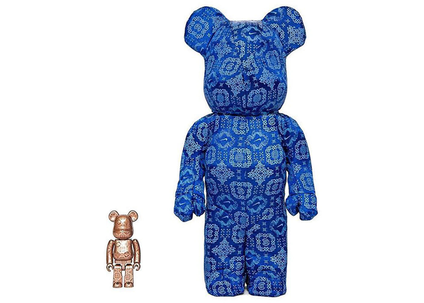 Bearbrick x Clot x Nike 100% & 400% Set Royale University Blue Silk