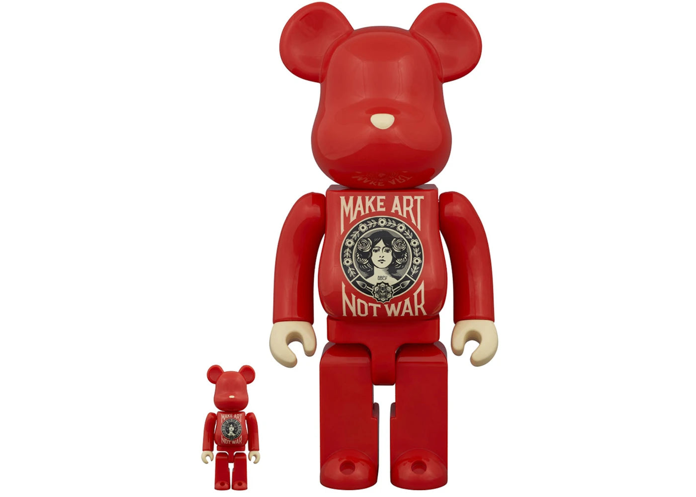 Bearbrick x DesignerCon Shepard Fairey "Make Art Not War" Special Edition 100% & 400% Set Red