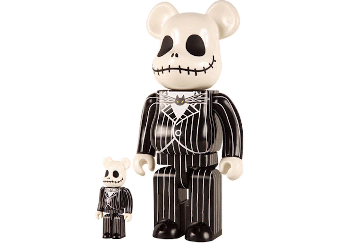 Bearbrick x Disney Tim Burton's The Nightmare Before Christmas Jack Skellington 100% & 400% Set Black