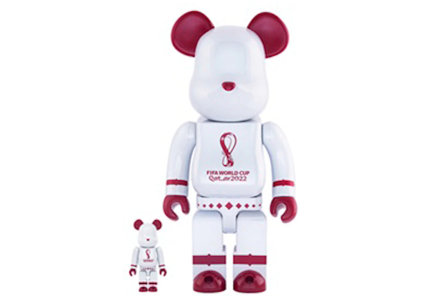 Bearbrick x FIFA World Cup Qatar 2022 100% & 400% Set White Chrome