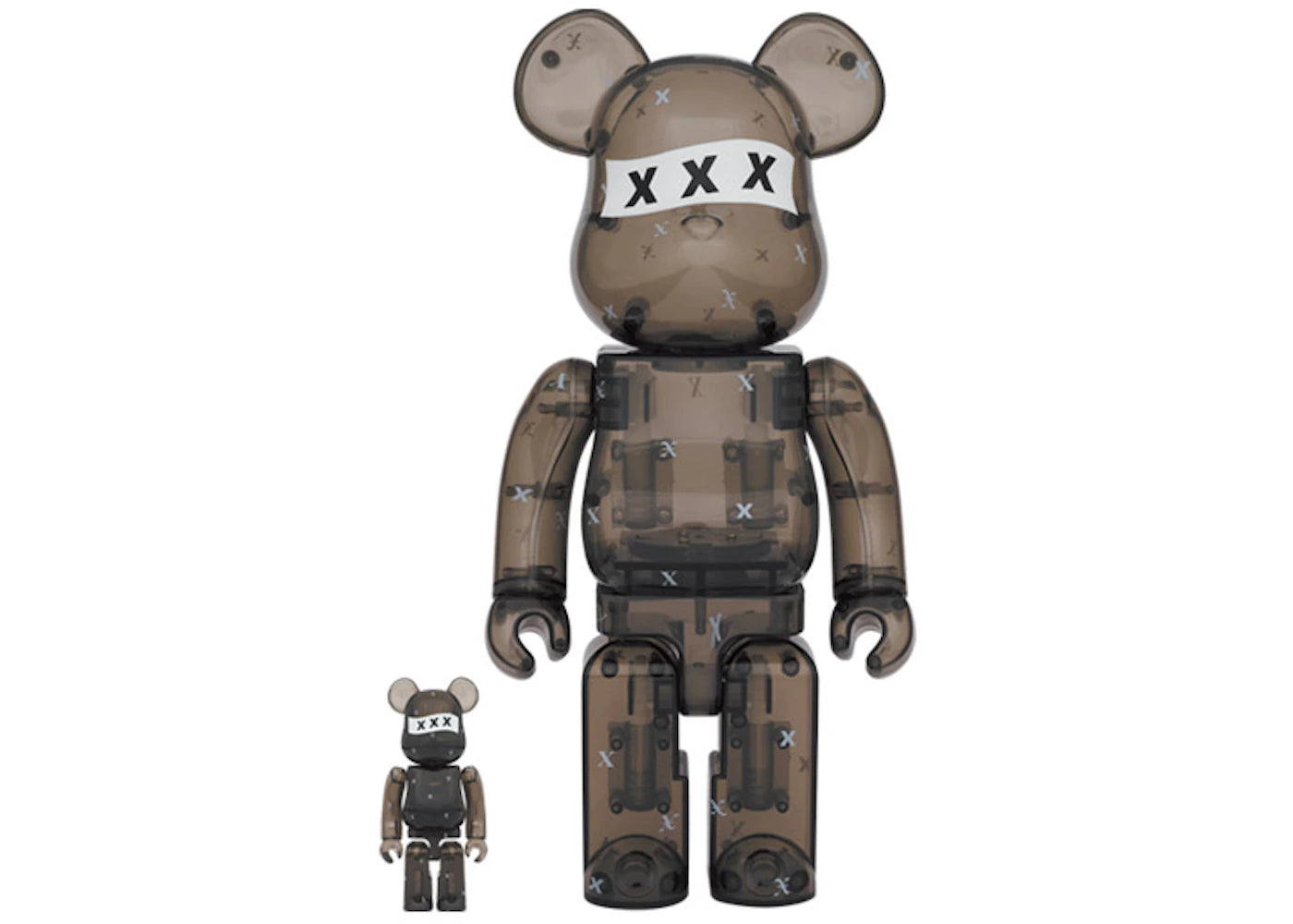 Bearbrick x GOD SELECTION XXX 100% & 400% Set Clear Black