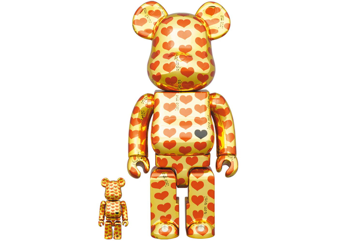 Bearbrick x Hide X JAPAN Yellow Heart 100% & 400% Set Gold