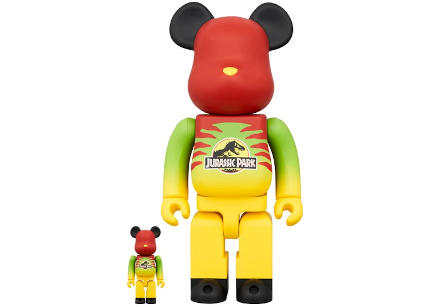 Bearbrick x Jurassic Park 100% & 400% Set Green/Yellow