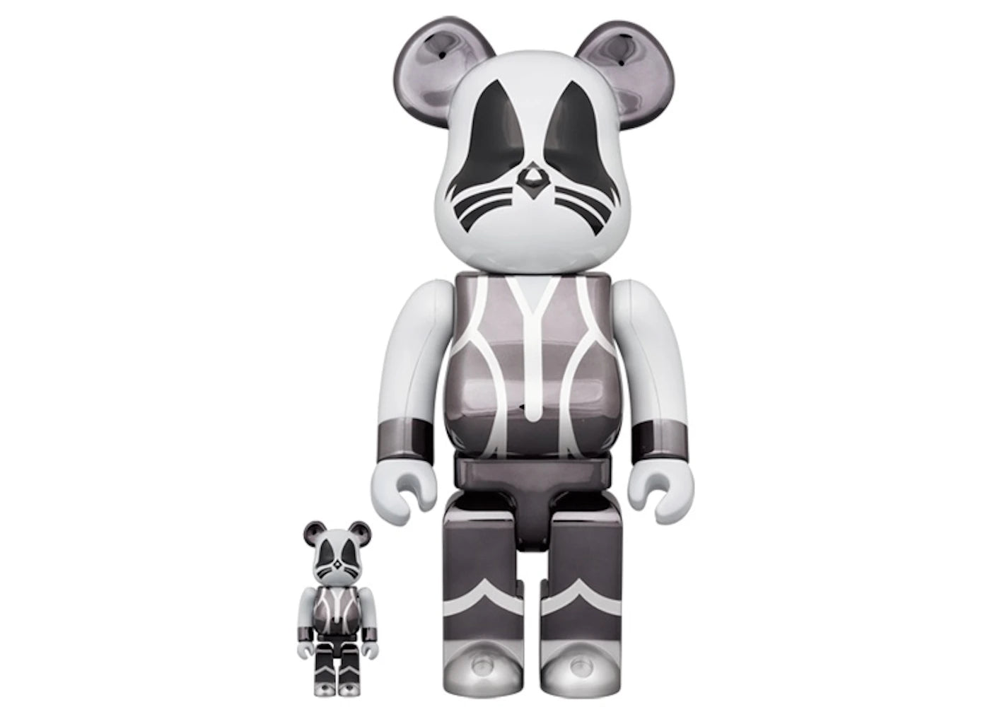 Bearbrick x KISS Catman 100% & 400% Set Chrome Ver.