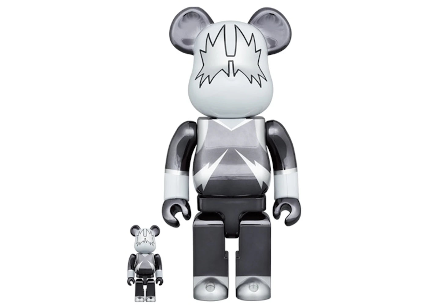 Bearbrick x KISS The Spaceman 100% & 400% Set Chrome Ver.