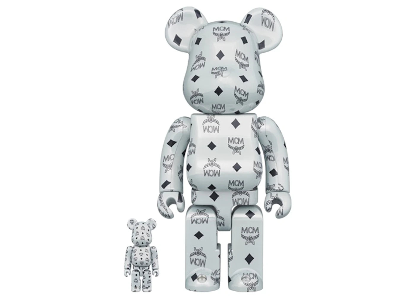 Bearbrick x MCM 100% & 400% Set White Chrome Ver.