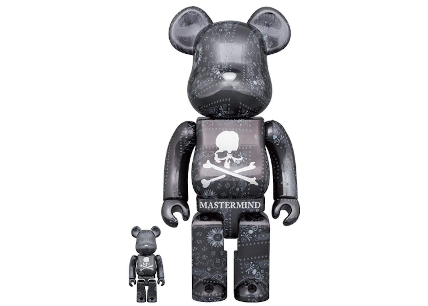 Bearbrick x Mastermind World 100% & 400% Set Black Bandana