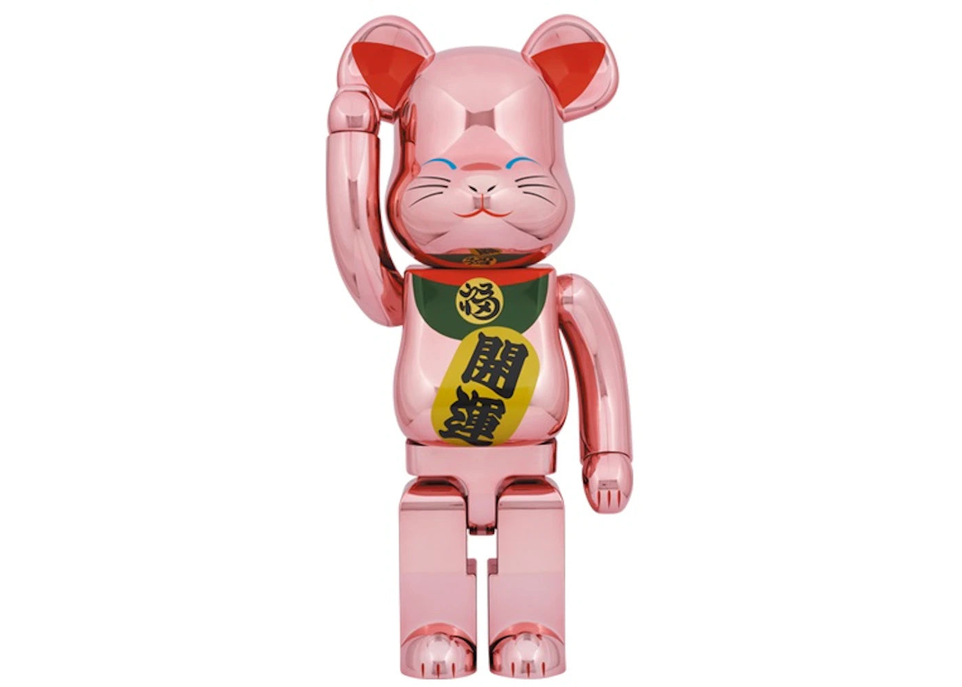 Bearbrick x Medicom Toy Maneki Neko Good Luck Peach Gold Plated 1000%