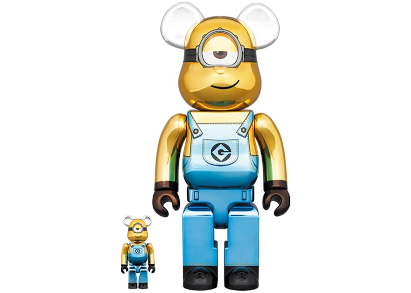 Bearbrick x Minions Stuart Chrome Ver. 100% & 400% Set