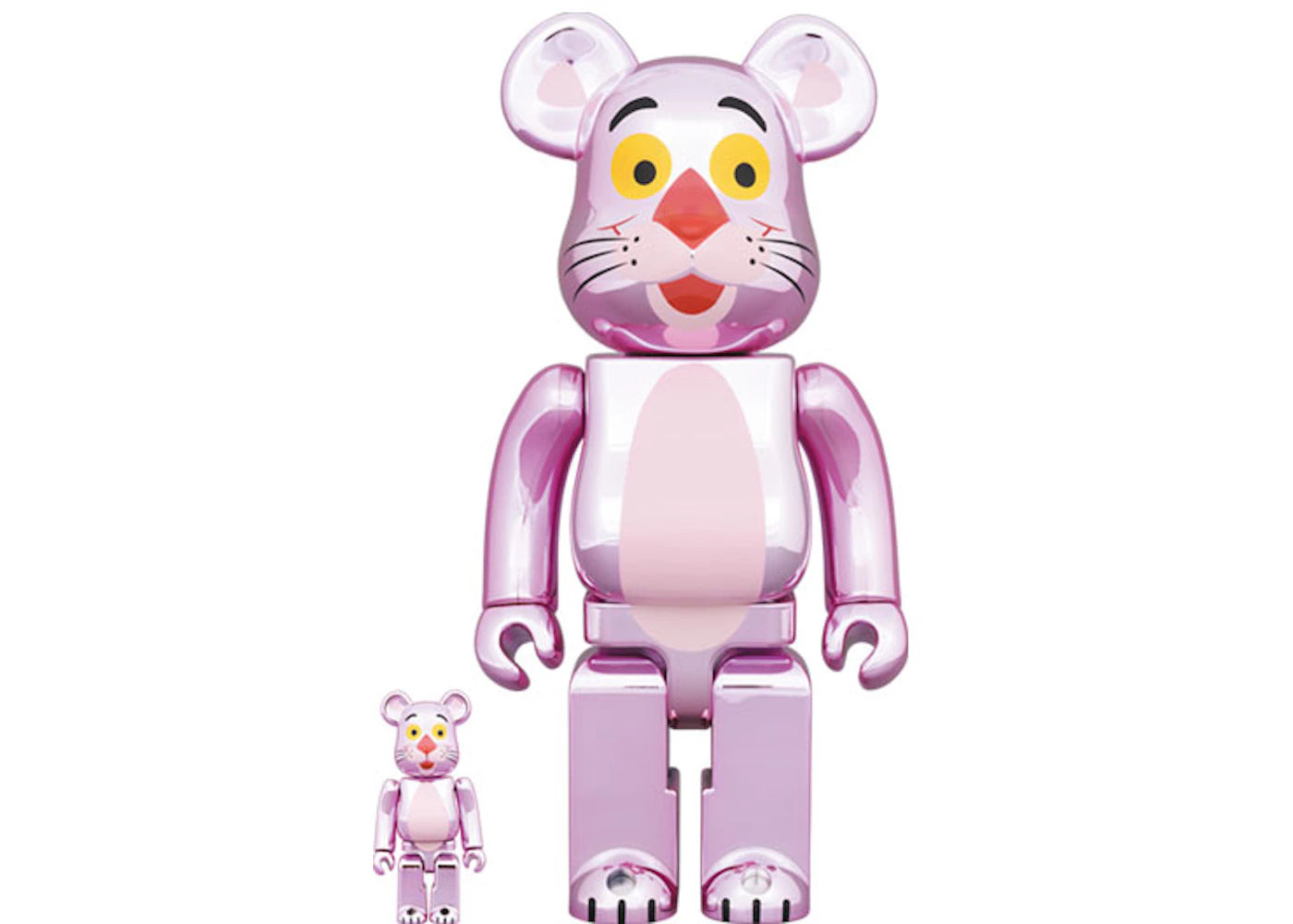 Bearbrick x Pink Panther 100% & 400% Set Chrome Ver.