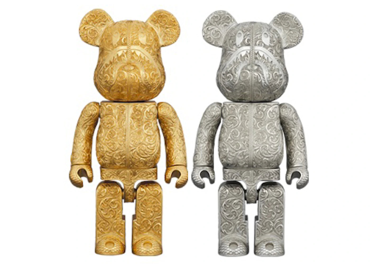 Bearbrick x Royal Selangor x BAPE Shark 400% Set Gold/Silver