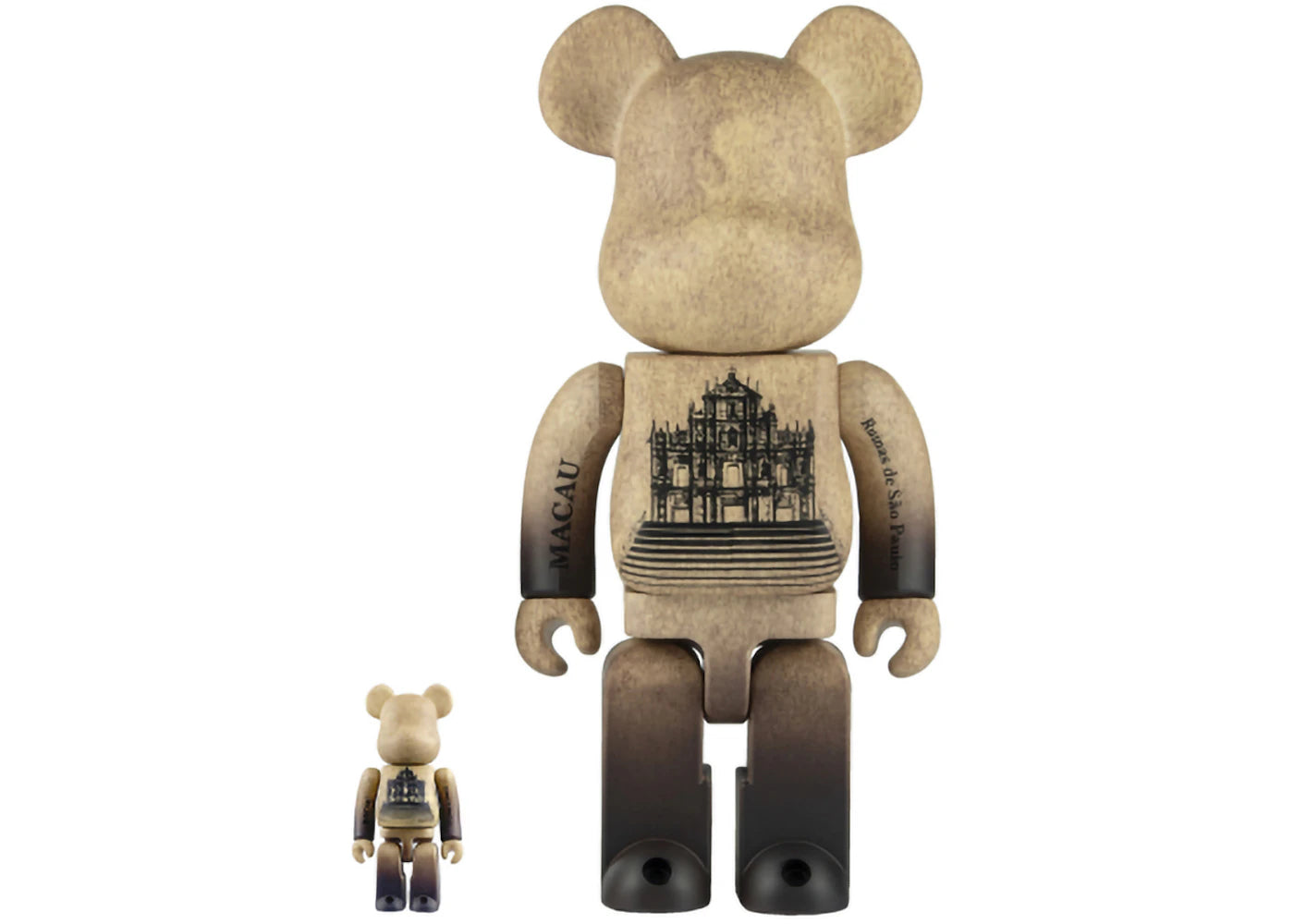 Bearbrick x Ruins of Saint Paul's 100% & 400% Set Brown