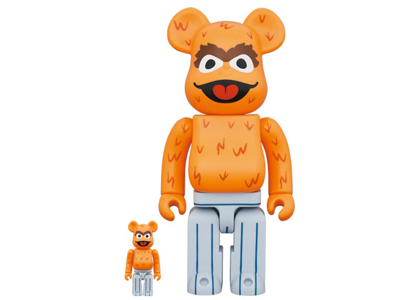 Bearbrick x Sesame Street Oscar the Grouch (The Original Orange Fur Ver.) 100% & 400% Set