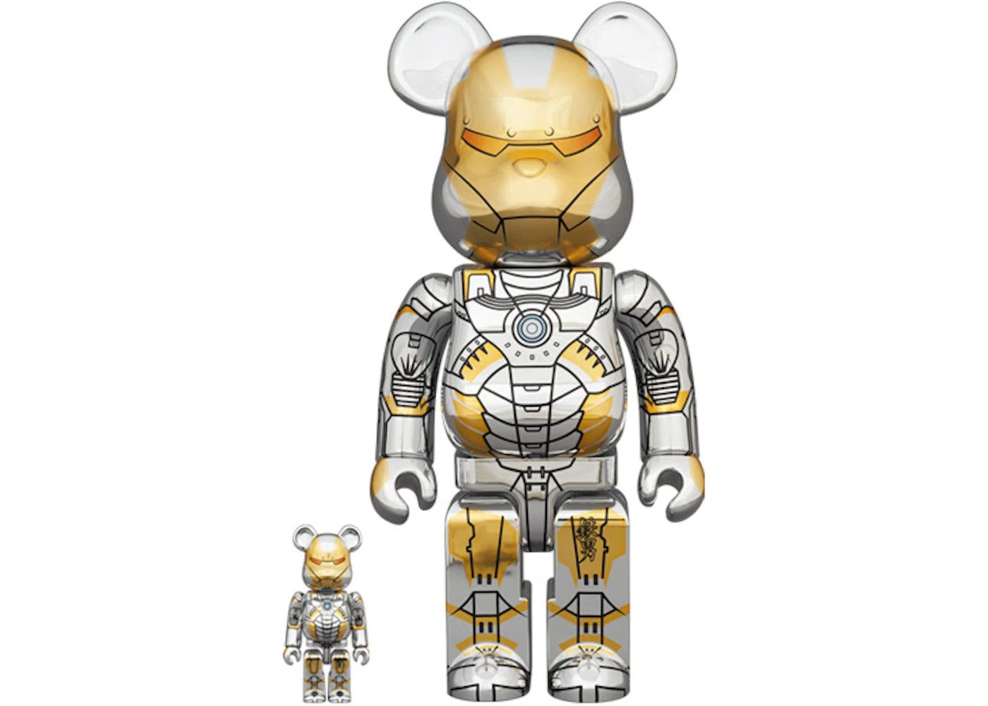 Bearbrick x Sorayama x Marvel Iron Man 100% & 400% Set