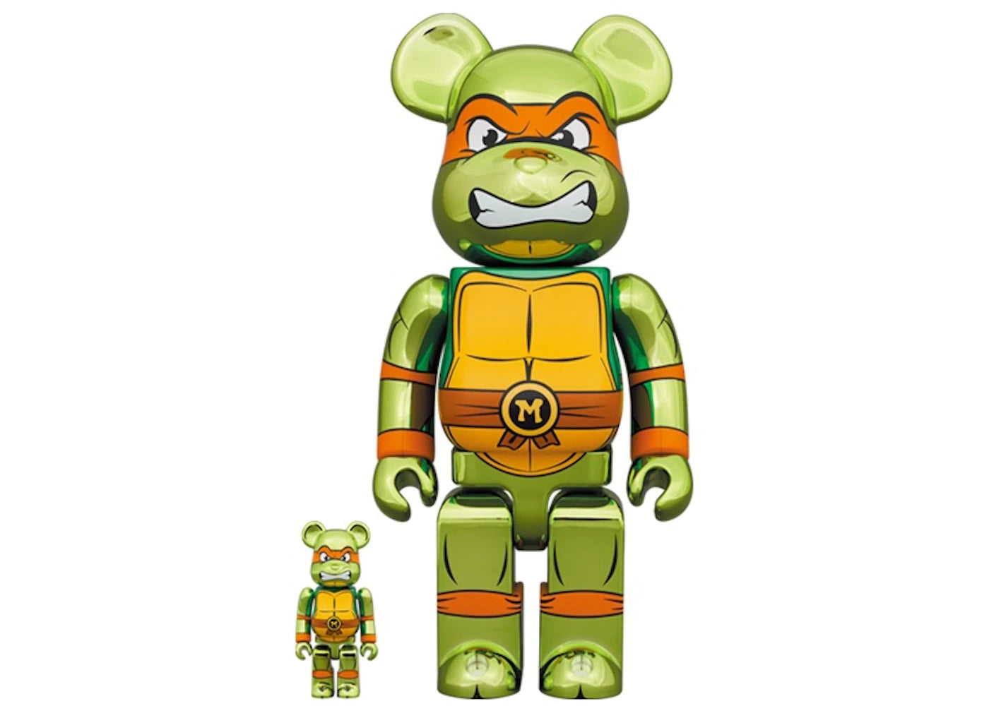 Bearbrick x Teenage Mutant Ninja Turtles Michelangelo 100% & 400% Set