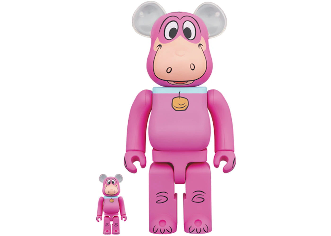 Bearbrick x The Flintstones Dino 100% & 400% Set Pink