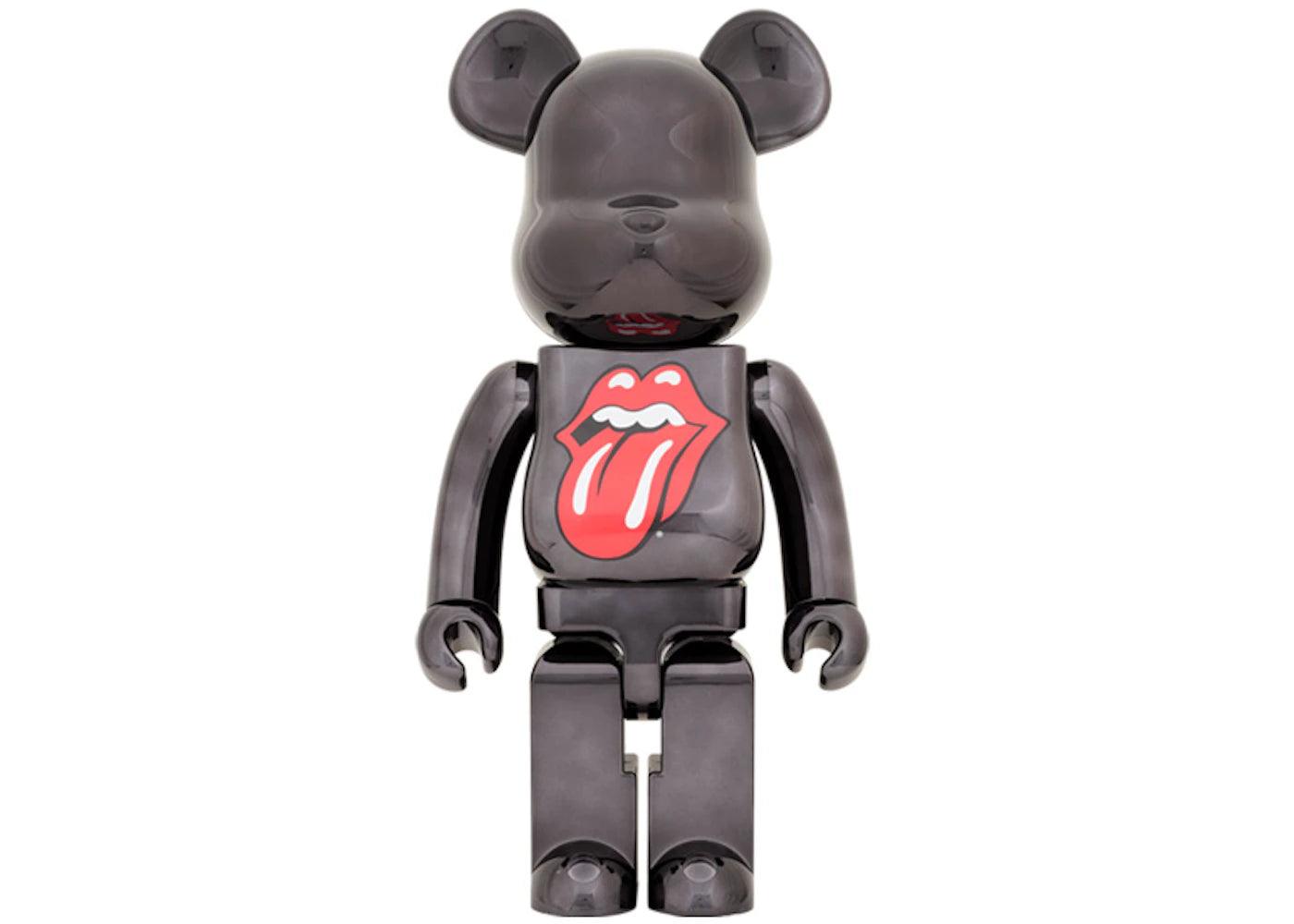 Bearbrick x The Rolling Stones Lips & Tongue 1000% Black Chrome Ver.