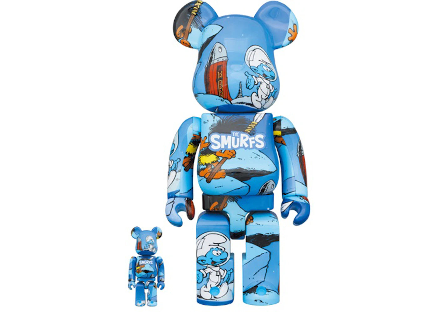 Bearbrick x The Smurfs (The Astrosmurf) 100% & 400% Set Blue